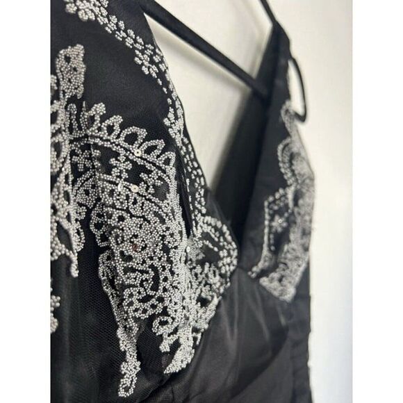 Scott McClintock Vintage Black Beaded Sleeveless Fit & Flare Cocktail Dress Sz 6 - Picture 10 of 12